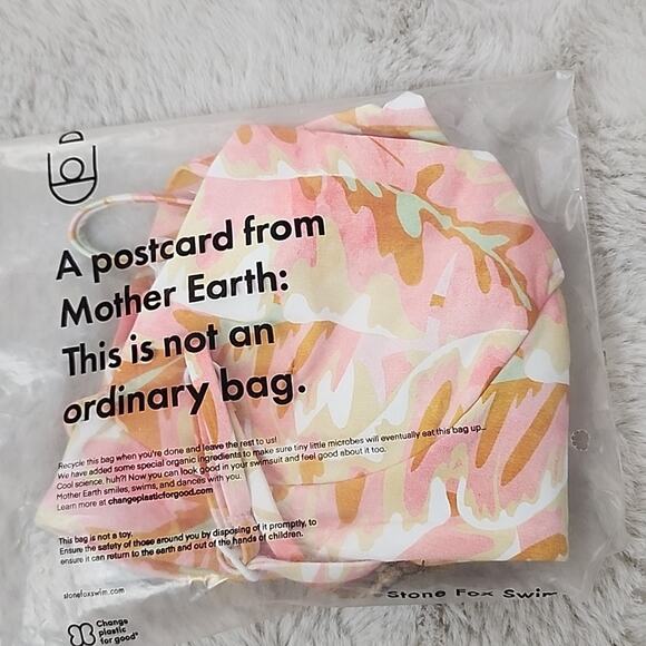 NEW Stone Fox Swim Daya Bikini Swim Top in Hot Tropix Pink Orange - Picture 11 of 12